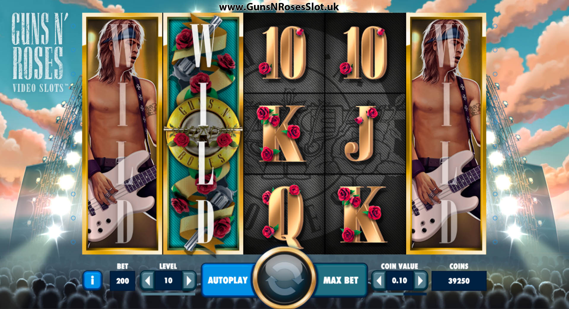 Legend Spins with Expending Wilds at the Guns N' Roses video slot